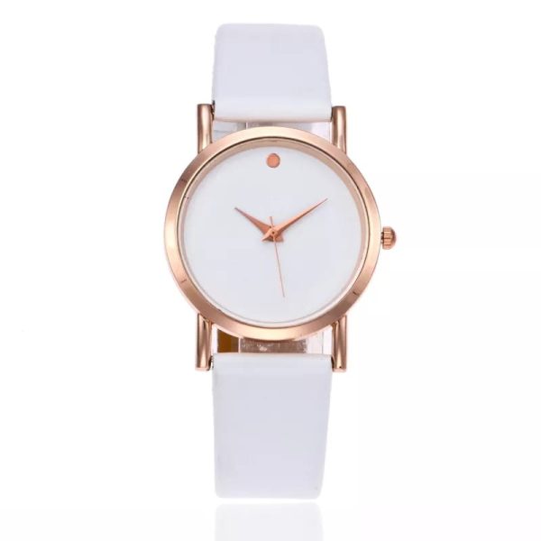 Reloj clasic punto dorado color blanco2